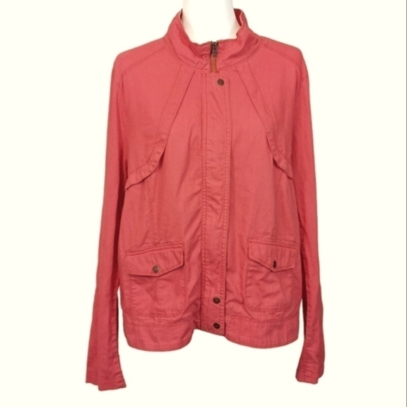 Maurices linen cotton blend zip up coral colored jacket Plus size 2X - Picture 2 of 9